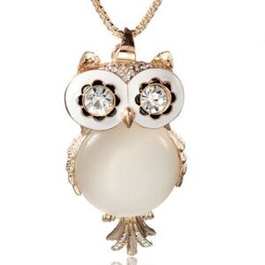 Elegant Gold and White Owl Pendant Necklace